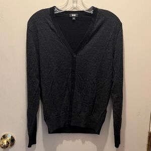Uniqlo Men's dark Charcoal Cardigan Sweater